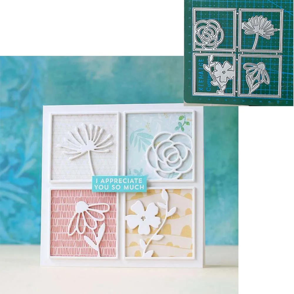 

Металлические Вырубные штампы, форма для высечки цветов, квадратная рамка, для скрапбукинга, бумаги, рукоделия, нож, форма, лезвие, искусственные штампы