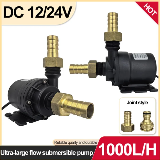 DC12V/24V 1000L/H Ultra Quiet ปั๊มน้ํา Mini Brushless มอเตอร์ Submersible Aquarium ปั๊มน้ําเครื่องทําน้ําอุ่นฝักบัว Booster Pump 1