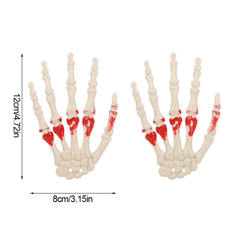 1pair Halloween Fake Skeleton Hands Bone Scary Human Hand Horror Props for Halloween Party Decoration Supplies Haunted House