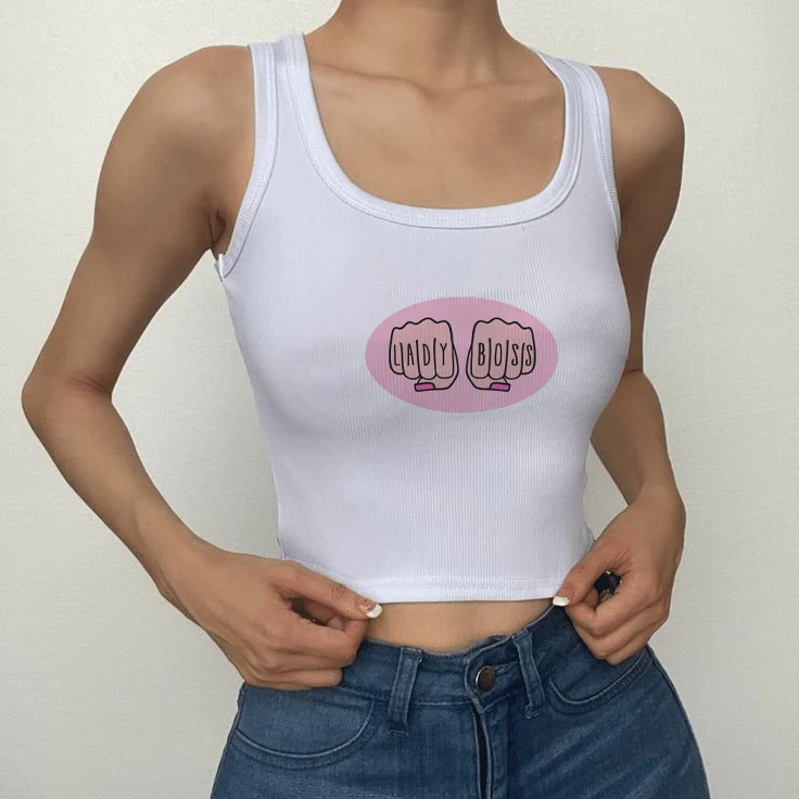 American basic round neck pullover letter print knit short sleeve T-shirt Spice Girls Summer Slim-fit crop top