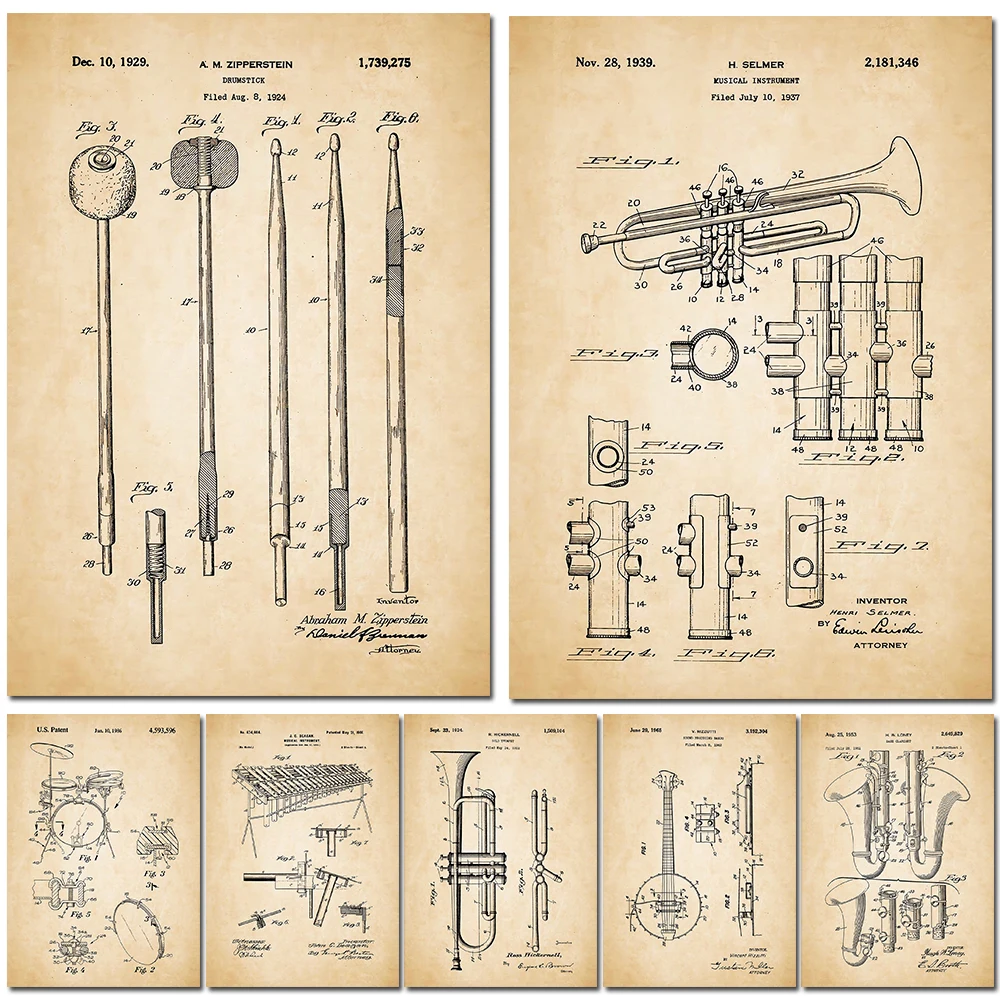 

Musical Instruments Design Poster Wall Chart Prints and Posters Home Living Bed Room Decor Art Bar Cafe Frameless Wall Painting