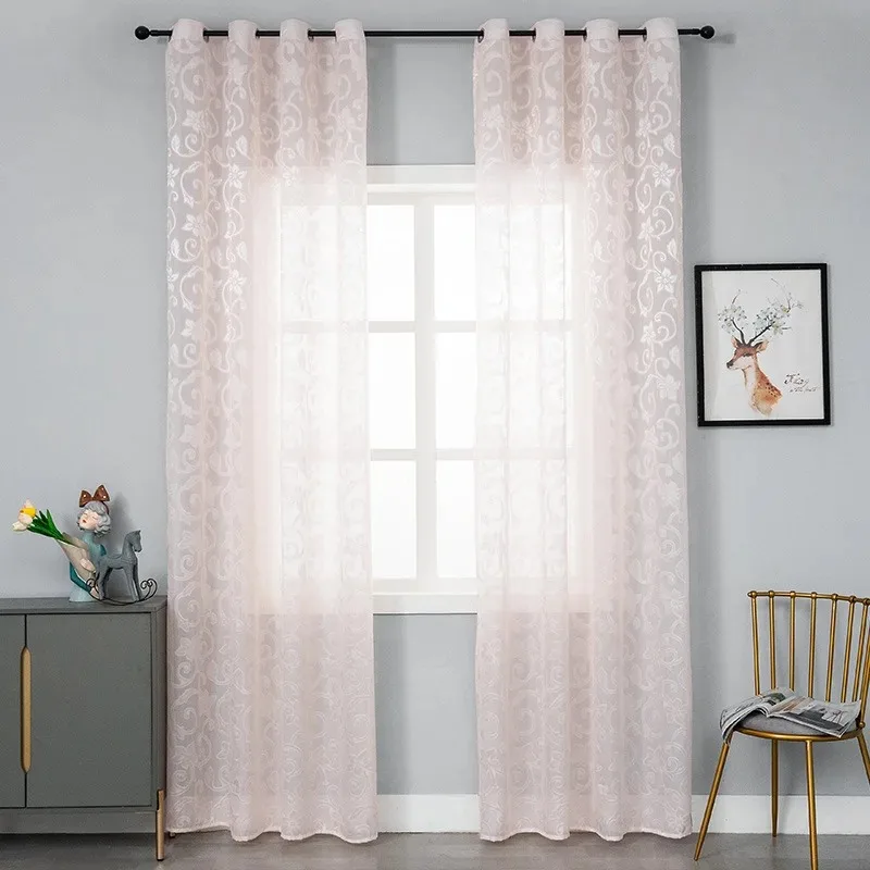 Rideau de porte et fenêtre en tulle jacquard blanc moderne, rideaux de style américain pour salon, salle à manger, chambre à coucher, luxe, haute ériques