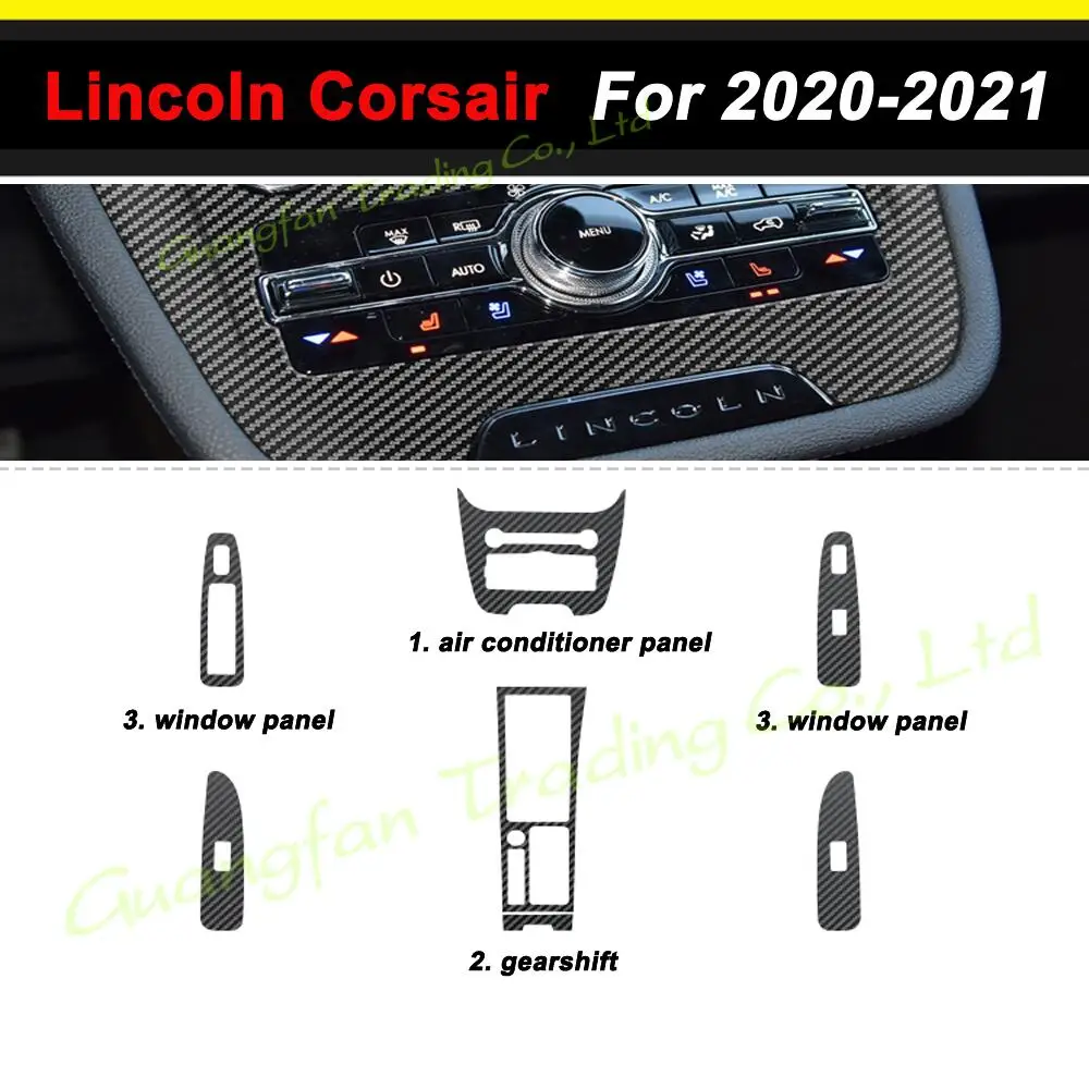

For Lincoln Corsair 2020-2021 Interior Central Control Panel Door Handle 5D Carbon Fiber Stickers Decals Car styling Accessorie