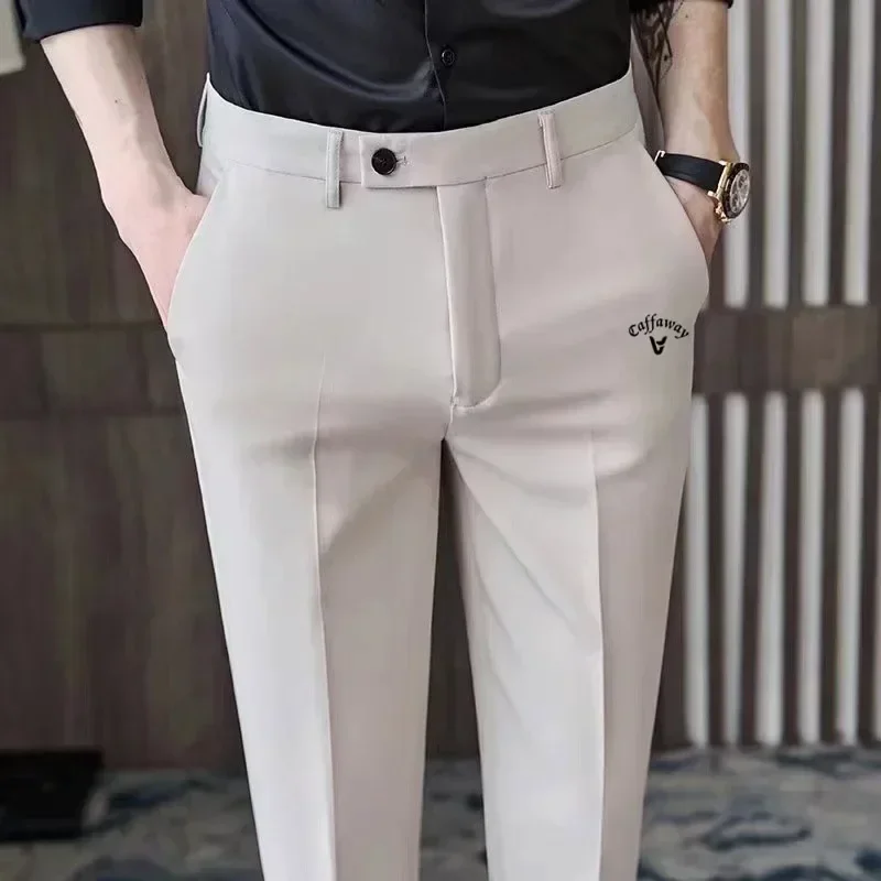 2024 Spring and Autumn Golf Pants Men's Top Casual Breathable Straight Crop Pants Business Edition