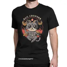 Camisetas de granizo Lucipurr para hombre y mujer, playera de gato, demonio, Satán, Lucifer, malvado, Baphomet, Horror, oculto, muerte, Metal, talla grande