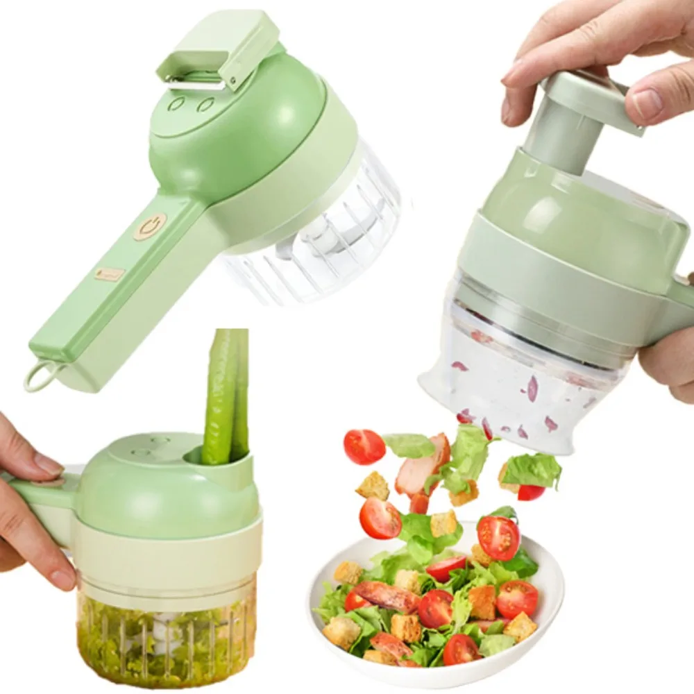 Electric Vegetable Cutter Set Handheld Wireless Garlic Masher Food Chopper Meat Grinder Machine Peel Slice Kitchen Accessories 1