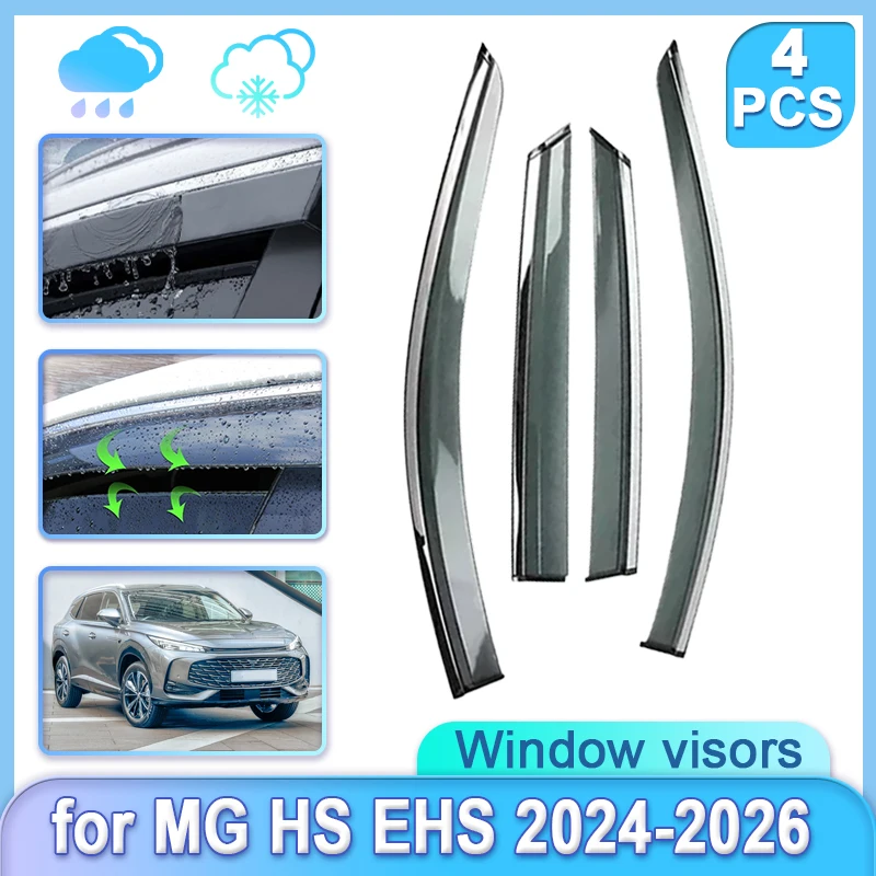 4x Car Window Door Visor For MG HS Accessories EHS 2024 2025 2026 Guard Shades Weathershield Door Visor Awnings Car Accessories