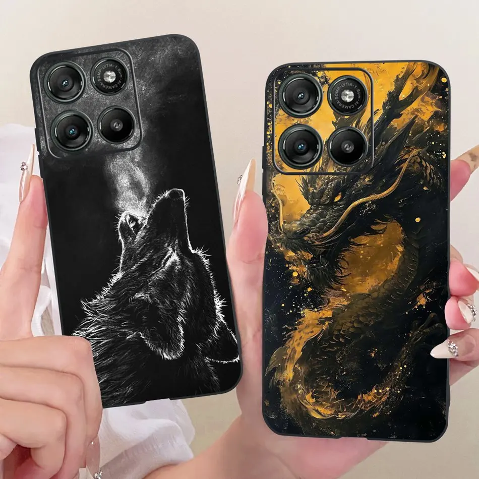 Cool Dragon Tiger Pattern Black Silicone Phone Case with Soft Bumpers
