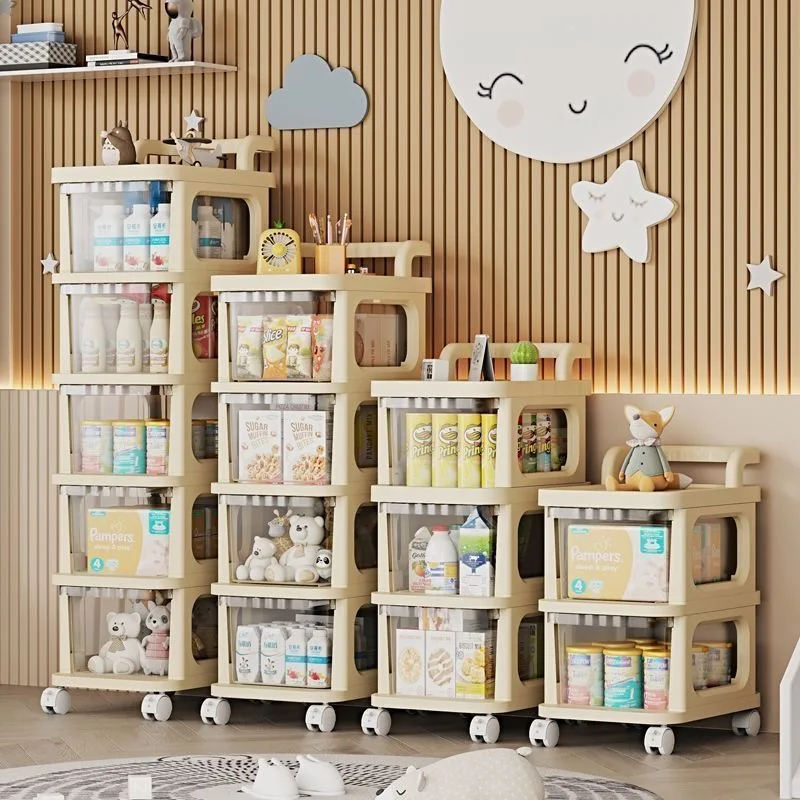 Multi-Layer Transparent Trolley Storage Shelf Trolley Organizer Drawer-Type Rolling Storage Mobile Cosmetics Snack Rack storage rack rolling storage cart