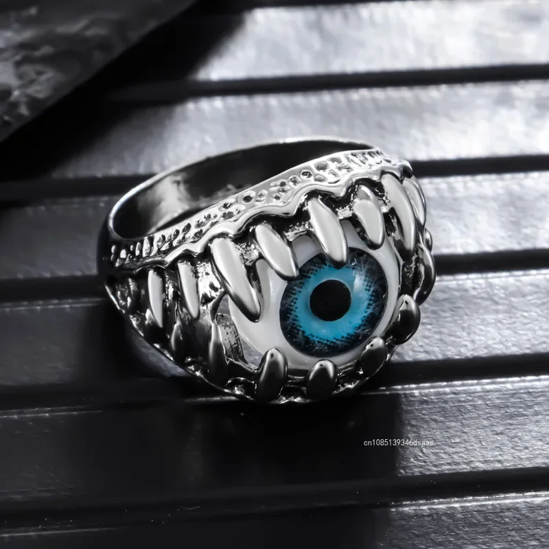 Stile moda 2025 Retro 2024, anello occhio di diavolo stile punk uomo e donna Halloween, hip-hop, rock, decorazione fatta a mano_voghion.com