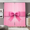 2pcs, spring summer Curtains Pink bow tie Art Digital Print Drapes Durable 100% Polyester Fabric Festive Perfect for 2