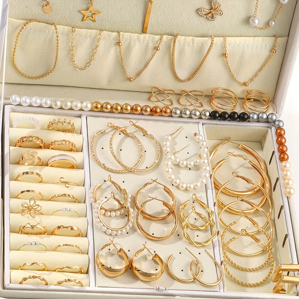 92Pcs Women's Fashion Jewelry Set Contain Hoop Ear...