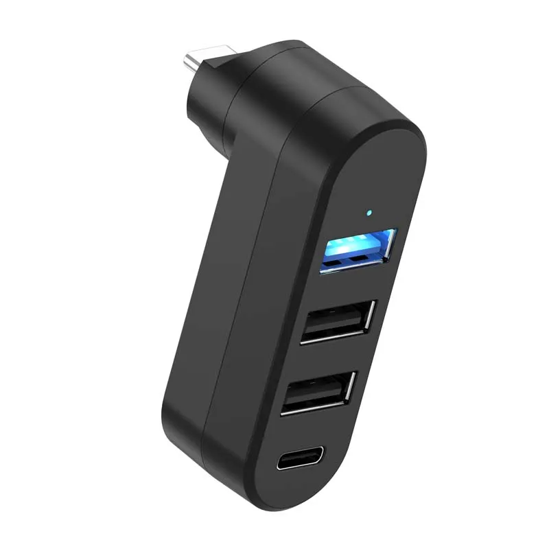 180 Grad drehbarer HUB, 4 Anschlüsse, USB-C-Adapter, USB 3.0 2.0 Typ C 2.0, Datenübertragung, Ladedockingstationen für Laptop-Telefone – Detail 5