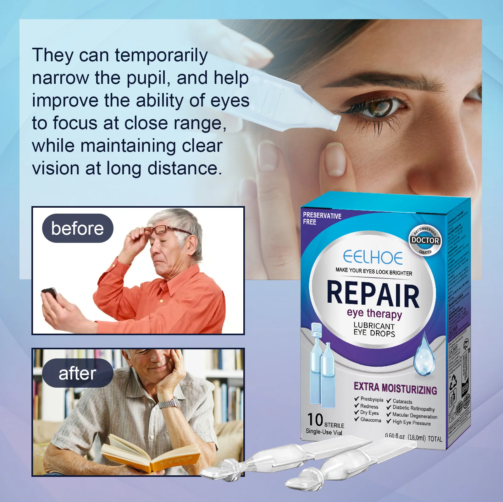Eye care solution, gentle care, moisturizing, refreshing, and elastic eye skin, convenient daily eye care solution - 5