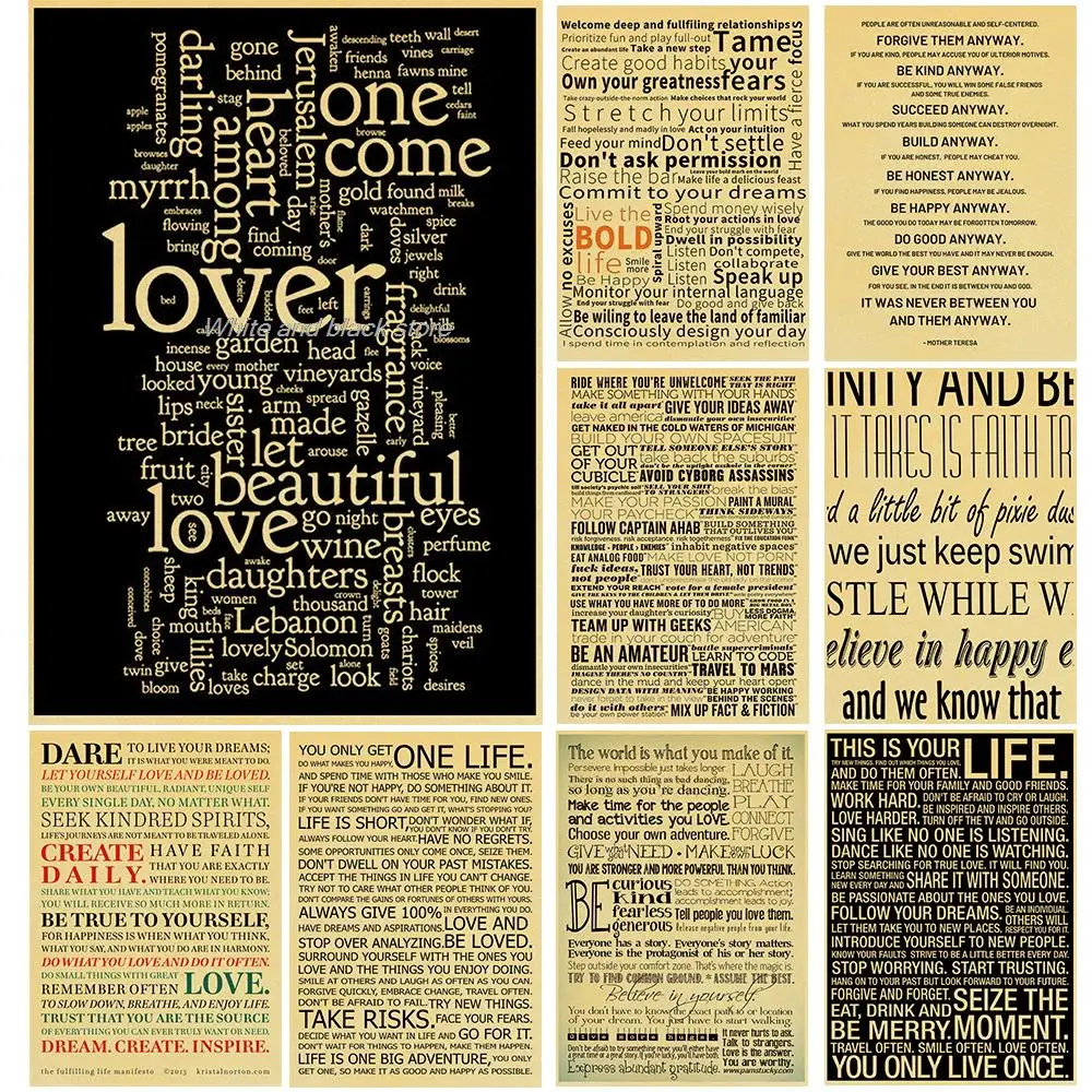 

Live&Forgive them anyway Posters Kraft Paper Poster Nostalgia Decoration Salon And Cafe Cool Wall Sticker Creative Painting