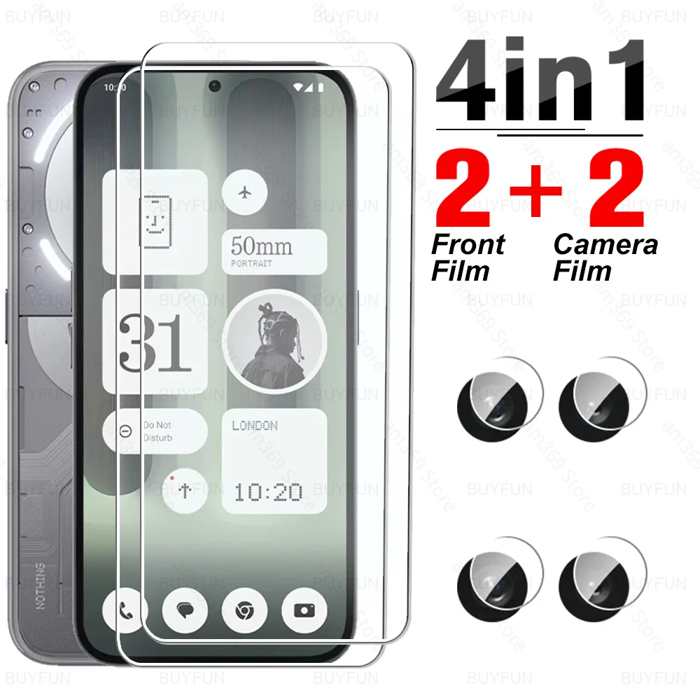 Premium 4-in-1 Tempered Glass Screen and Lens Protector for Smartphones, 6.7'' Display