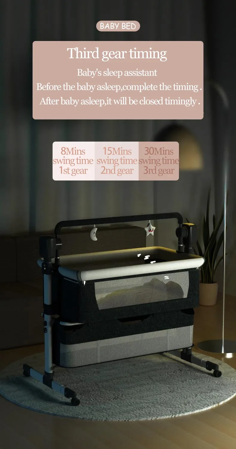 Smart Electric Baby Cradle with Auto Swing Bluetooth Music Timer Control Lightweight Foldable Bed Comfortable Sleep for Infants S81173c386a9a473f8f118980a49f9eddi