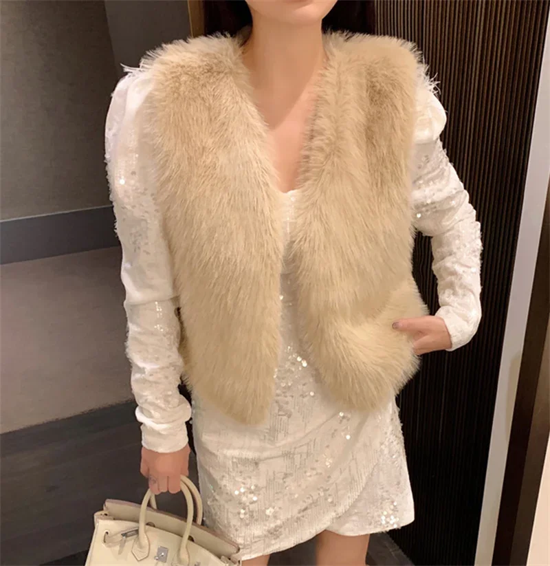 FANIECES Winter Vest With Hairy Coat Women Faux Fur Outwear Tank Tops  Luxury Plush Fluffy Imitate Fur Sleeveless Jackets шуба