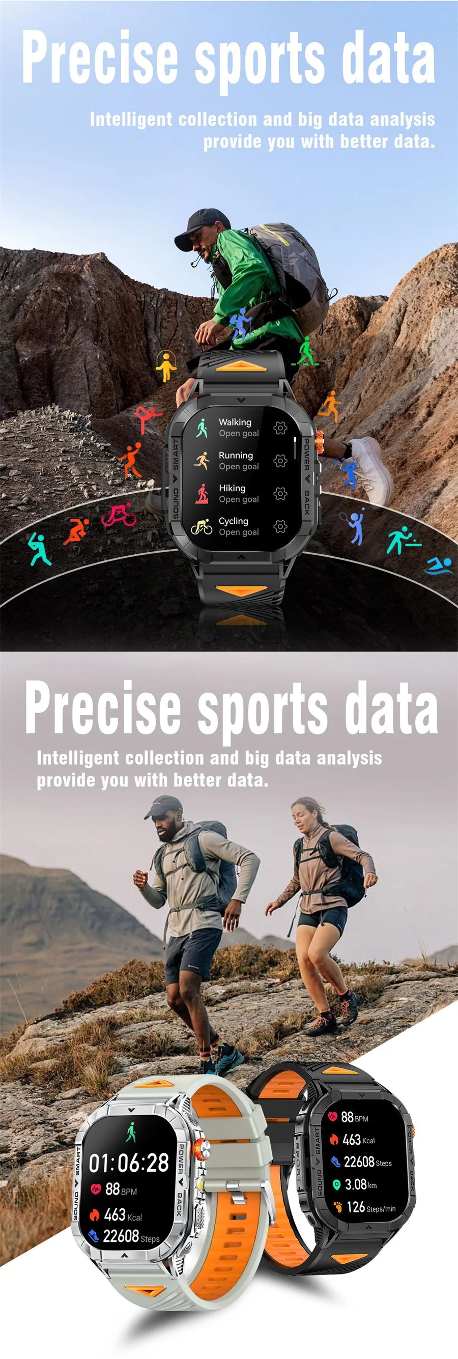 Smartwatch amoled da uomo, chiamata bluetooth e torcia led_voghion.com