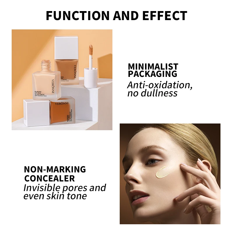 6 colors Concealer Foundation makeup products Liquid Oil-control Cover Dark Skin Care Makeup foundation Face Makeup Cosmetics 5