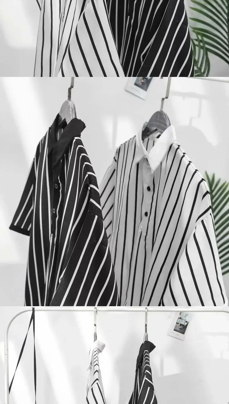 Men's Clothing White Stripe Polo T Shirt Button Down Collar Slim Fit Quick Dry Casual Comfortable Stylish Top for Young Men 12 S8117442368b64f298f8cca9b626ef35aE