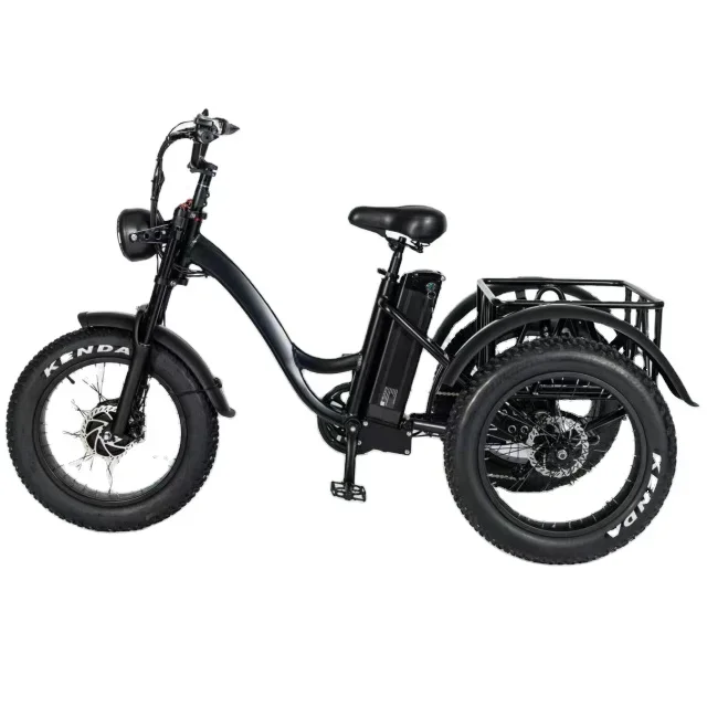 High quality electric trike lithium battery powered adult cargo 500W Fat Tire Three wheels Electric Tricycle custom 48v 350w 500w 750w mid drive trike 15ah removable lithium battery 24 4 0 fat tire electric cargo off road tricycle custom