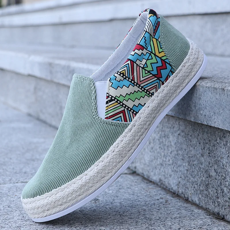 Men's casual shoes, summer shallow mouthed fisherman's shoes, canvas board shoes, one foot lazy shoes