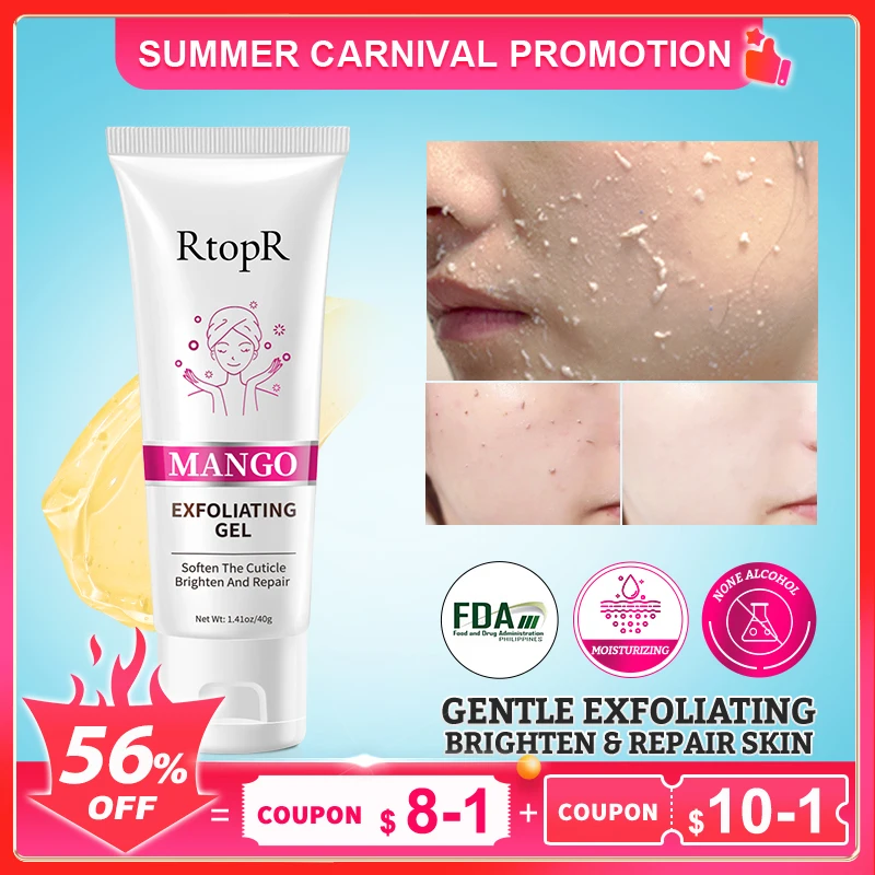 RtopR Facial Exfoliating Gel Facial Clean Cream Facial Scrub Blackhead Grease Dirt Oil Control Repairs Evens Tone Pore Tighten