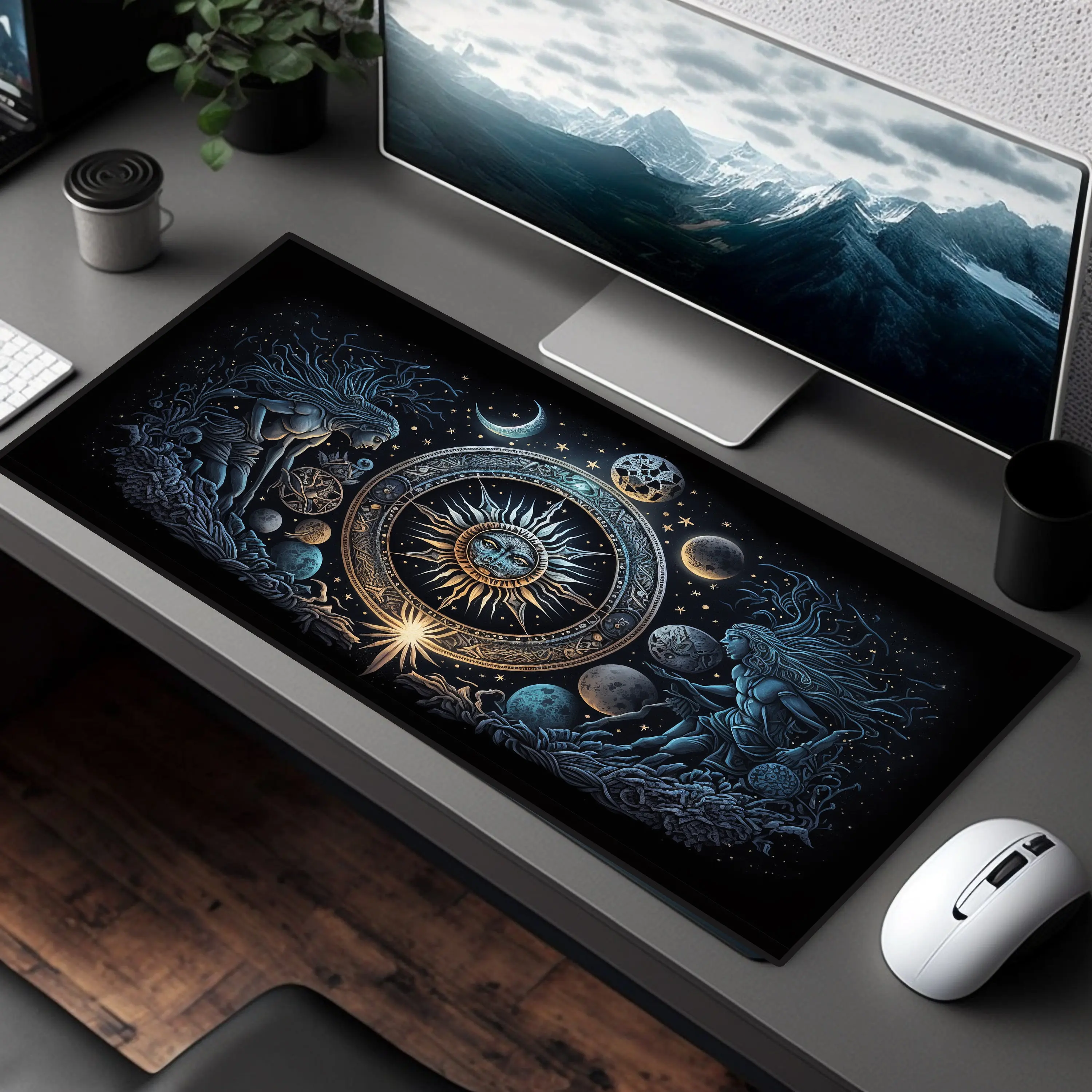 Tappetino Per Mouse Da Gioco ToLuLu XXL 89x40 Cm - Mousepad Con Base In Gomma Antiscivolo, Bordi Cuciti, Superficie Impermeabile, Design Mandala