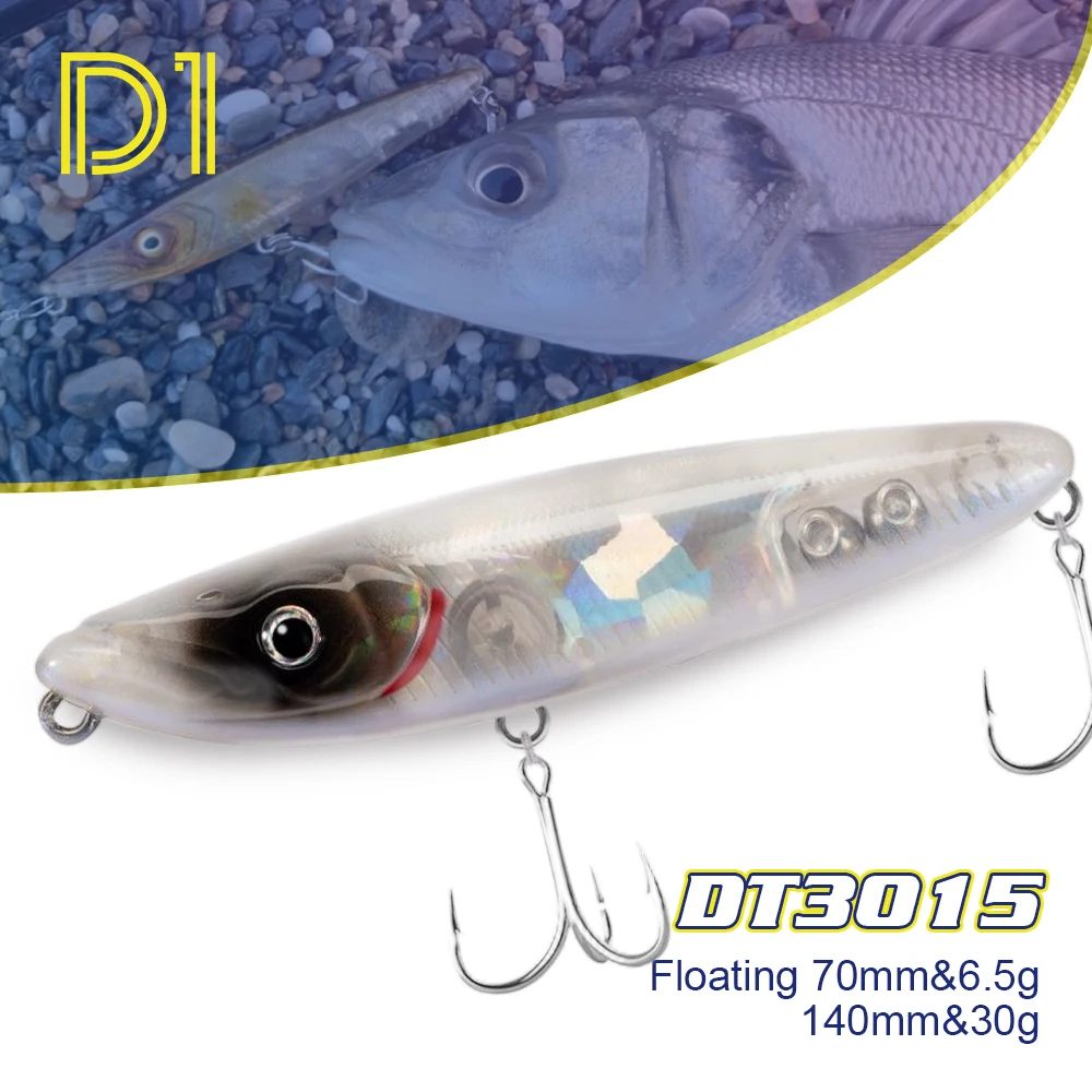 D1 Oberflächenköder Fischköder 70mm/140mm Walk the Dog Künstlicher Hartköder aus Kunststoff für Wolfsbarsch, Forelle, Pesca Tackle DT3015