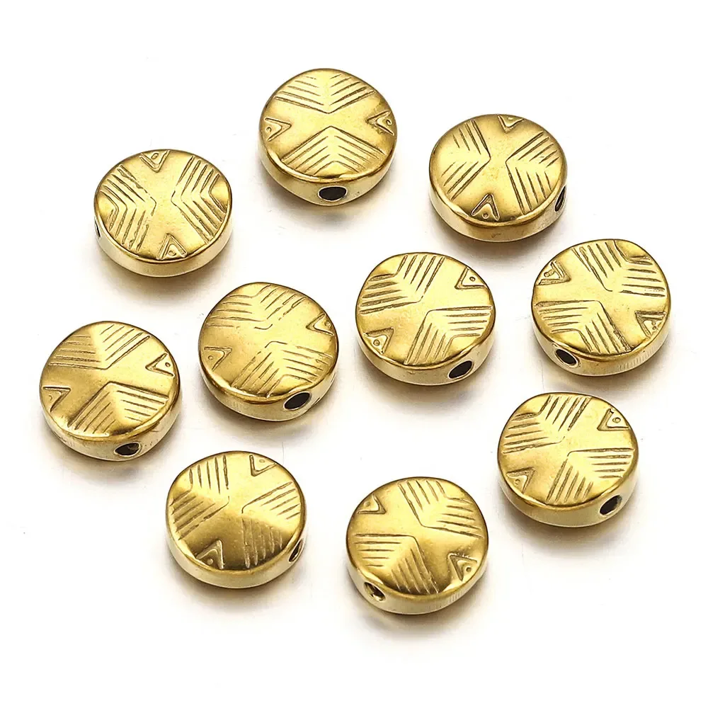 Stainless Steel Round Square Bead Globular Bead Gold Plated Positioning Bead DIY Jewelry Accessories 5