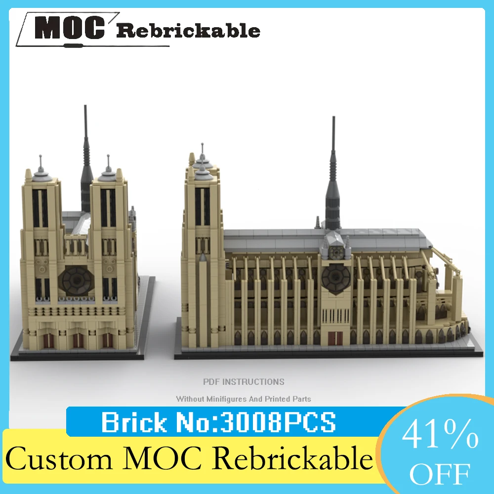 

3008PCS Customized MOC Modular Notre Dame de Paris street view Model Building Blocks Brick DIY Boy birthday Toy Christmas Gift
