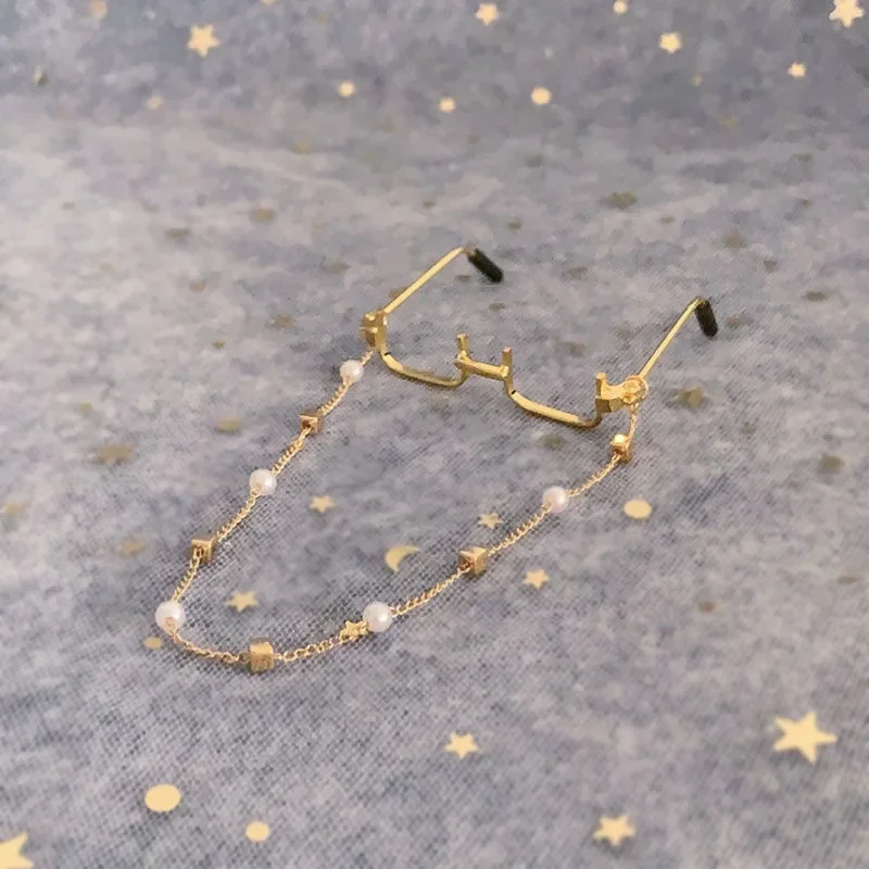Mini glasses half frame 6cm 4cm bjd doll handle clay bottom frame doll rose gold black silver 4.7cm 3