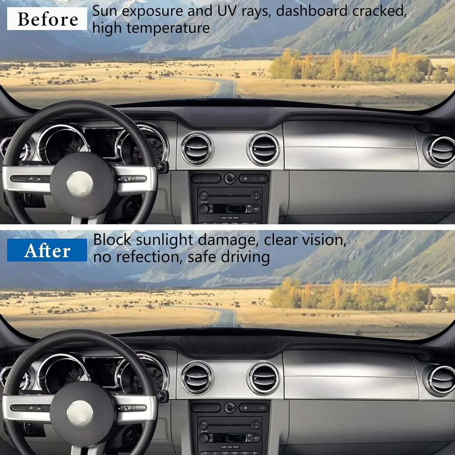 Black Flannel Dashboard Cover Pad Mat - Enhanced Dash Protection and Style