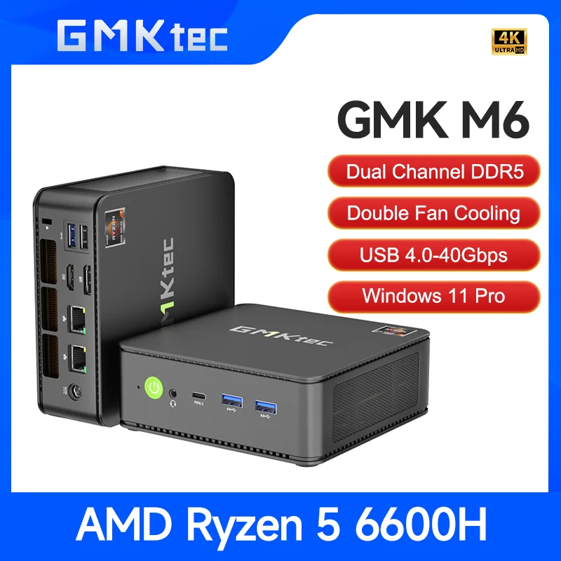 新品　ミニPC GMKTEC M6 Ryzen5 6600H DDR5メモリ GMKtec M6 ミニ PC AMD R5 6600H 6 コア 12 スレッドコンピュータ 16