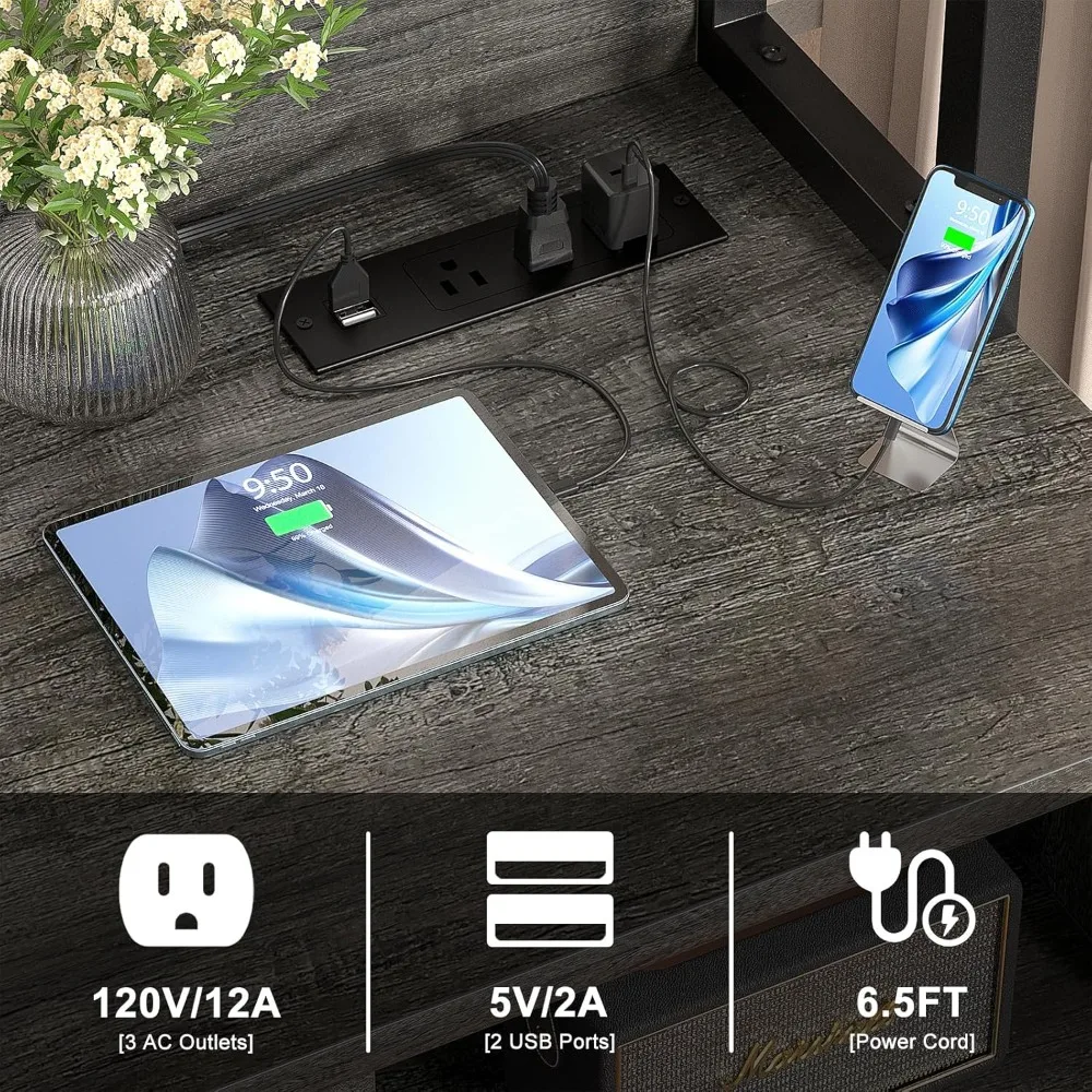 file cabinet with charging station, vertical filing cabinet with lock & large drawer, printer stand with storage shelves, offic