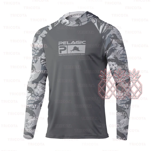 PELAGIC Gear New Fishing Hooded Shirts Outdoor Sport Quick Dry Mens Fishing  Clothes Plus Size Anti Uv Cycling Fishing Clothing