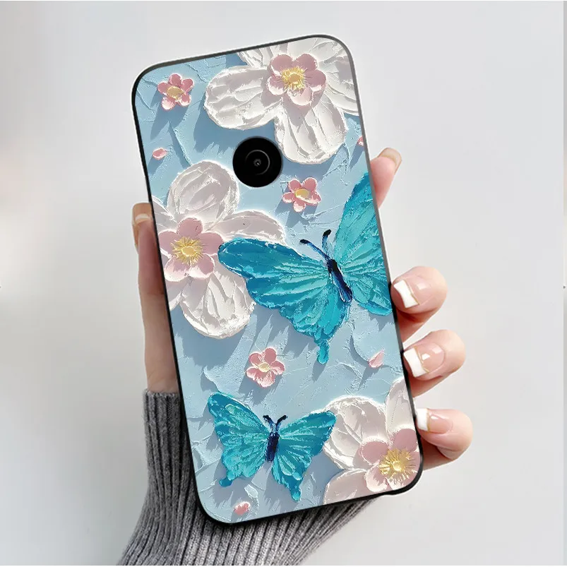 Cute Flower Cartoon Soft Silicone Phone Case – Black Printed Shell Cover