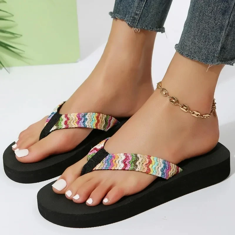 Women's Flip Flop Fashion Flat Sandals Outdoor Casual Flip Flop Travel Beach Slippers Women's Flat Shoes Slippers Slides Zapatos — view 2