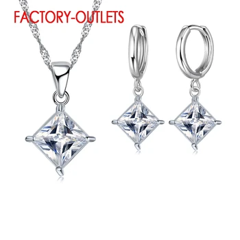 Genuine 925 Sterling Silver Bridal Jewelry Sets Fashion Jewelry CZ Crystal Pave Setting  Women Girls Engagement Anniversary