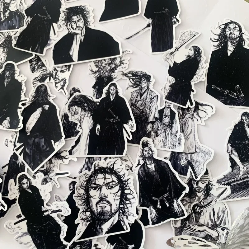 Anime Vagabundo Adesivos Miyamoto Musashi Sasaki Kojirou Preto Branco Estilo Manga Bonito Ipad Laptop Caixa do Telefone Presente Decoração - Imagem 4