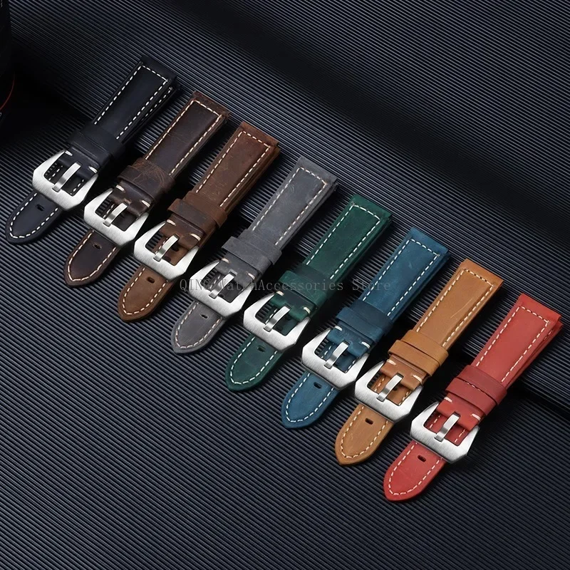 Cowhide Crazy Horse Leather Sport Bracelet - Unisex Business Watch Band & Soft Wristband