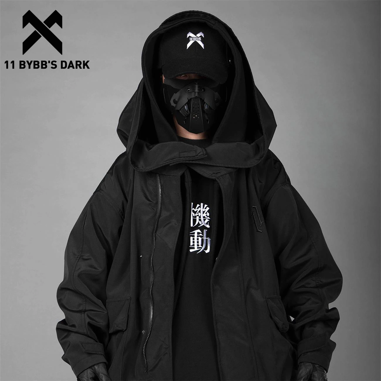 

11 BYBB'S DARK Padded Long Parkas Jacket 2023 New Warm Big Pockets Windbreaker Coat Men Women Hip Hop Streetwear Hoodies Coat