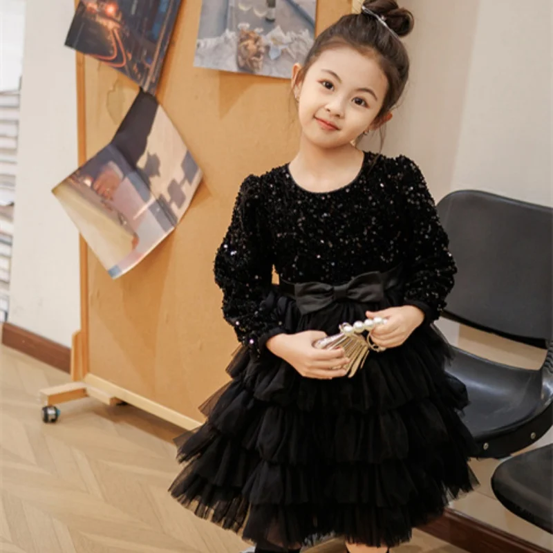 

Платье для девочек, детское вечернее платье на день рождения, юбка-торт 2024, весна-осень, хлопок, подарок на день рождения, Цветочное платье для девочек, Дети C