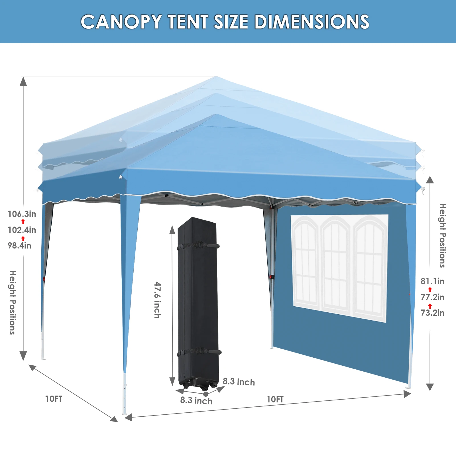AOOU 10x10FT Pop-Up Canopy with 4 Sidewalls Ez Up Commercial -Series Instant Canopy Tent Outdoor Portable Gazebo w/Wheeled Bag