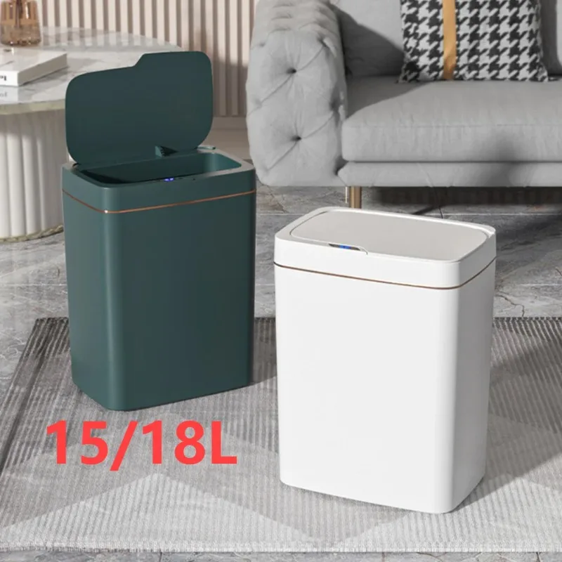 15/18L Smart Sensor Trash Can Garbage Bucket Waterproof Narrow Seam Automatic Trash Bin Wastebasket Used in Bedroom Garbage Bin
