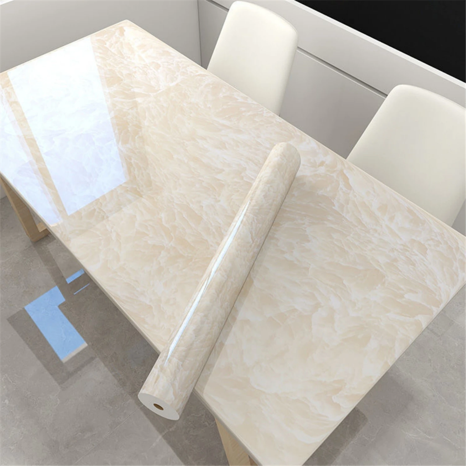 วอลเปเปอร์ไวนิลลายหินอ่อนกันน้ำ กันน้ำมัน ทนความร้อน แบบมีกาวในตัว สำหรับตกแต่งห้องน้ำ ห้องครัว เฟอร์นิเจอร์ 1