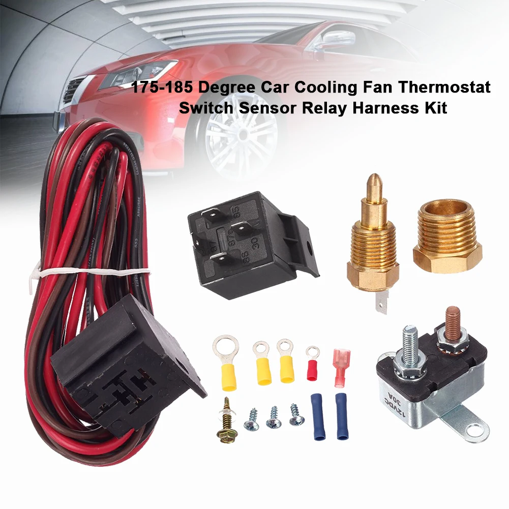 Kit Relé Ventilador Elétrico 2 Peças - Termostato 185° - 40A Para Carros
