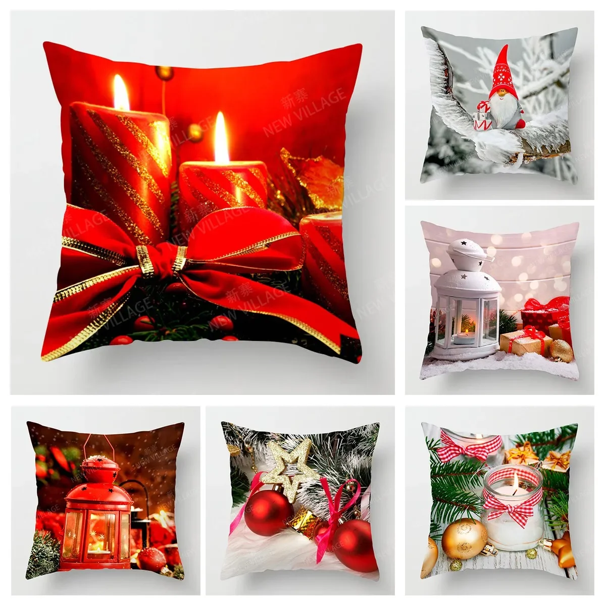 

christmas Candles and Snow pillow cushion cover Home decorations throw pillow covers 45*45 pillowcase 40x40cm 50x50 45x45