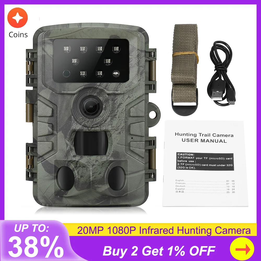 Trail Camera 20MP 1080P Waterproof PIR Infrared Hunting Camera